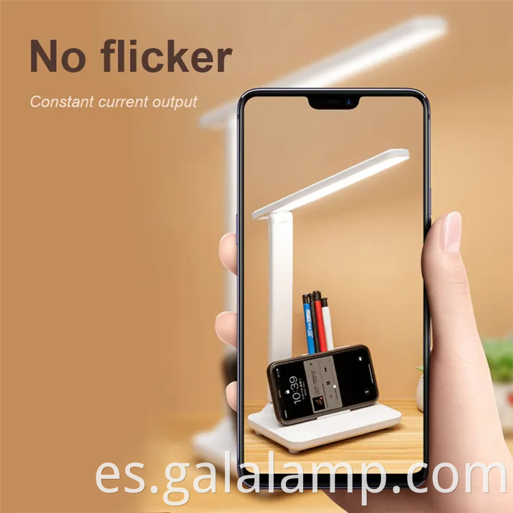 Lámpara de mesa plegable recargable moderna con soporte para bolígrafo